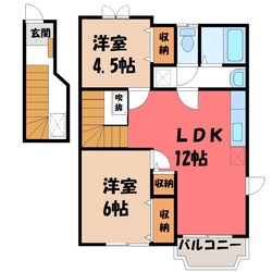 宇都宮駅 車移動21分  7km 2階の物件間取画像